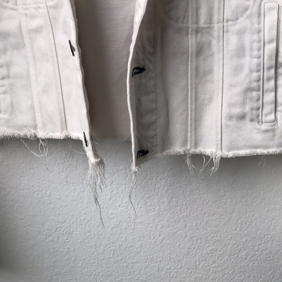 Rag & Bone Crop Boy Denim Hoodie Jacket Button Up White Gray Color Size XS - Picture 5 of 6